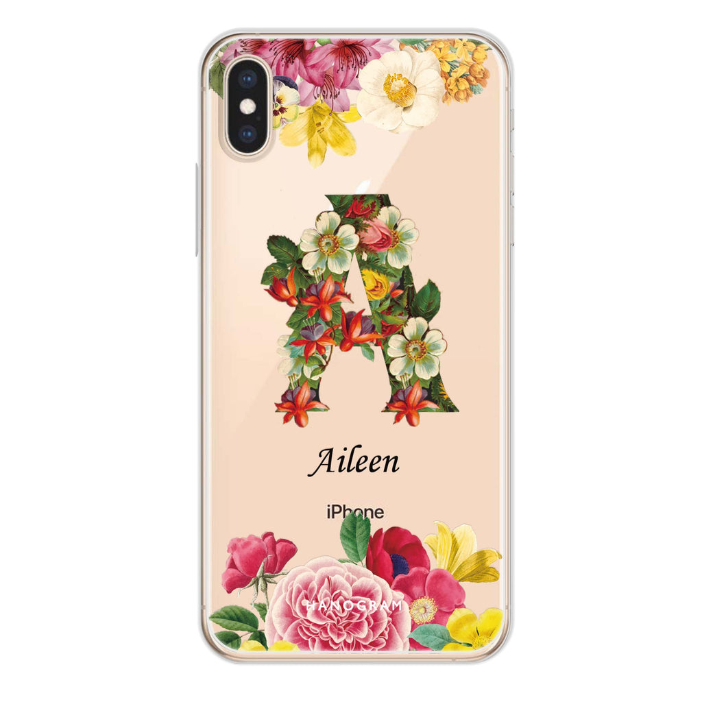 Bouqet Flower Monogram iPhone XS Max Ultra Clear Case