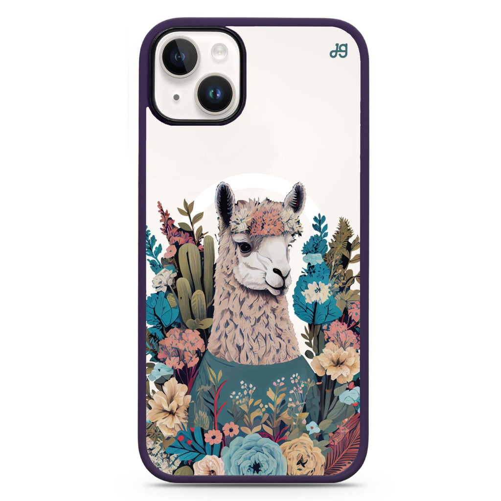 Lama in the garden iPhone 14 Plus MagSafe Compatible Impact Guard Bumper Case