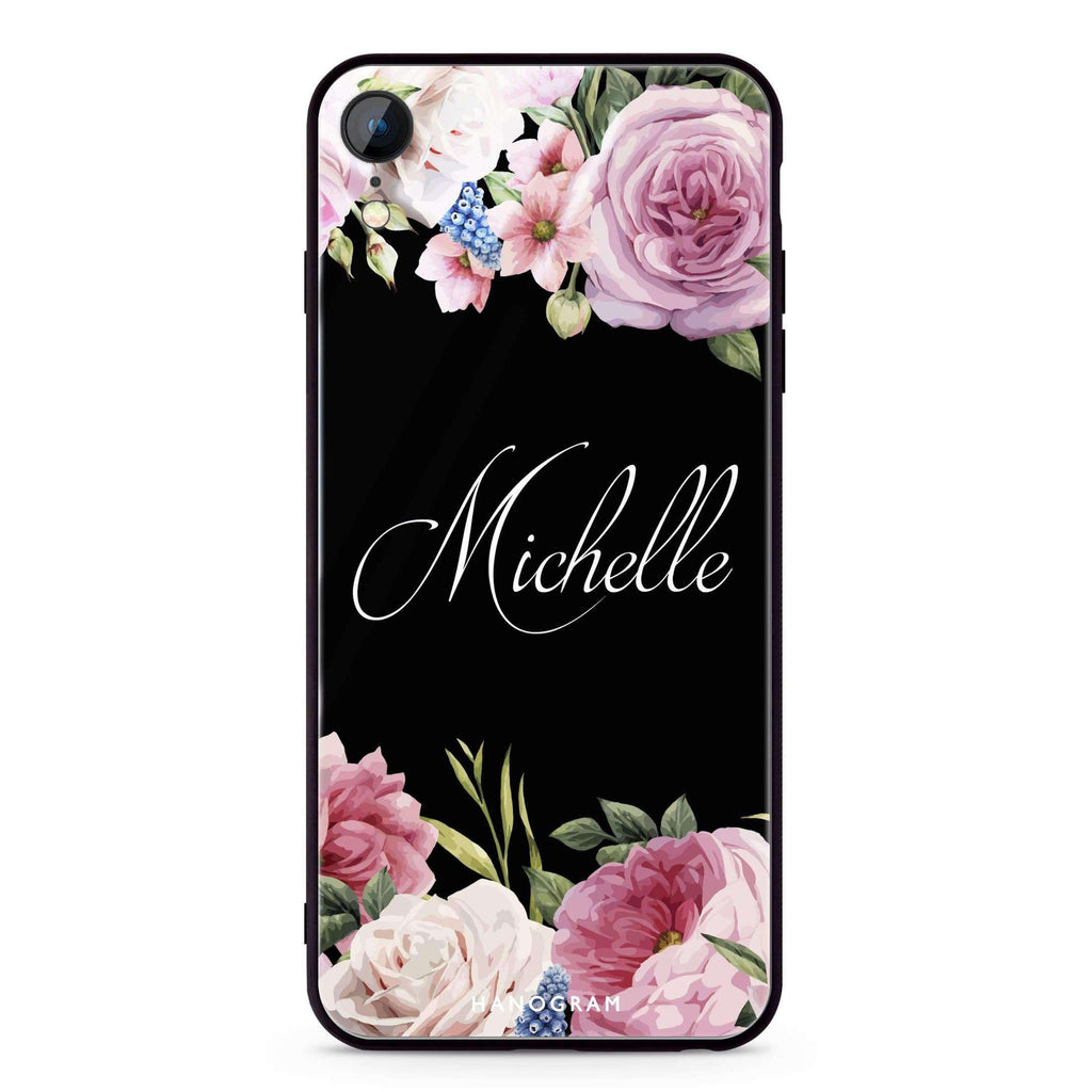 Light Pink Floral iPhone XR Glass Case