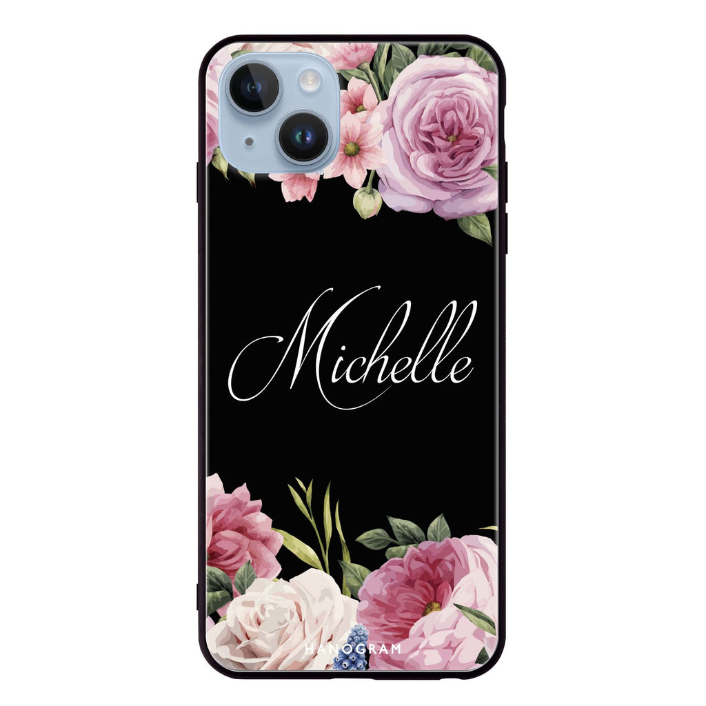 Light Pink Floral iPhone 14 Plus Glass Case