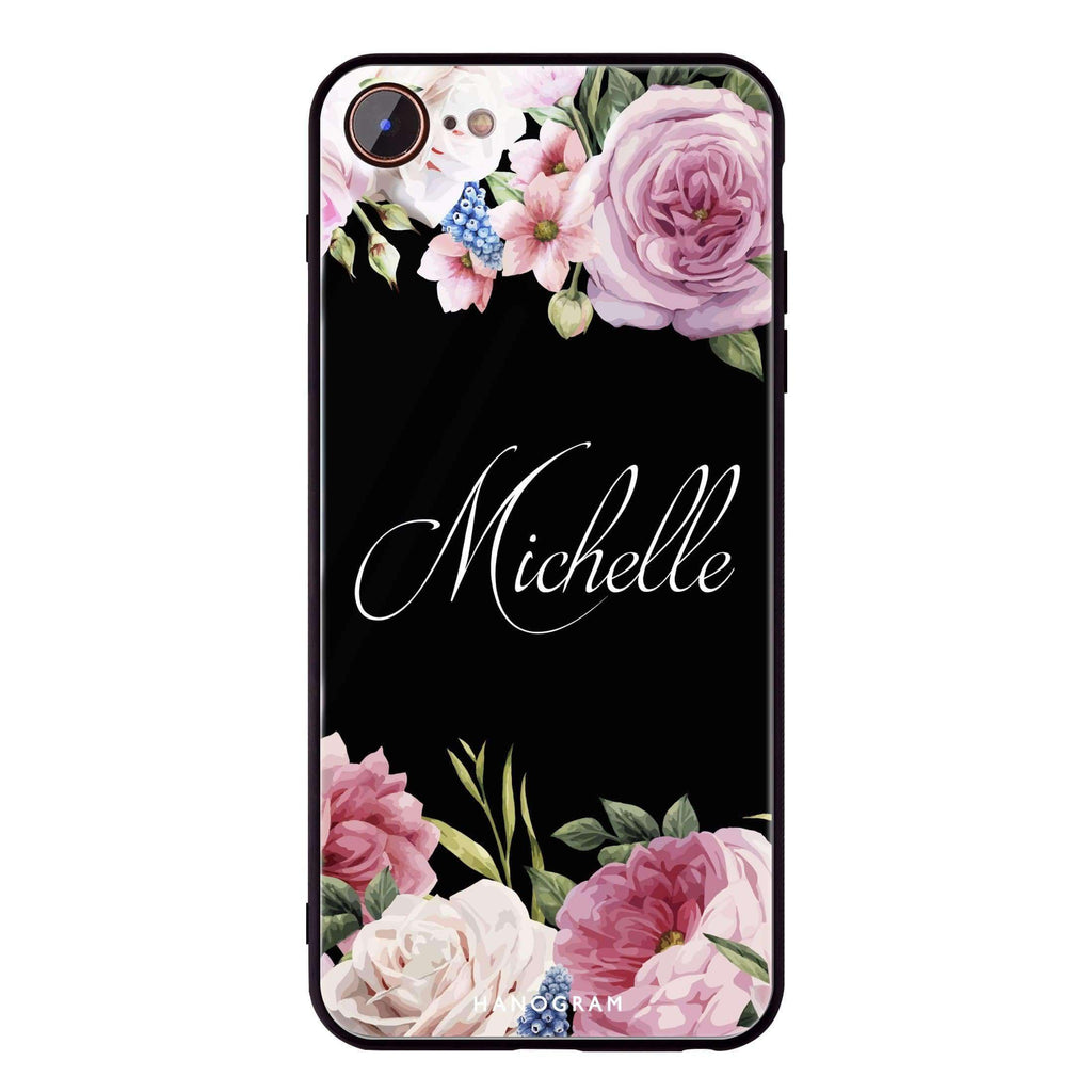 Light Pink Floral iPhone 7 Glass Case