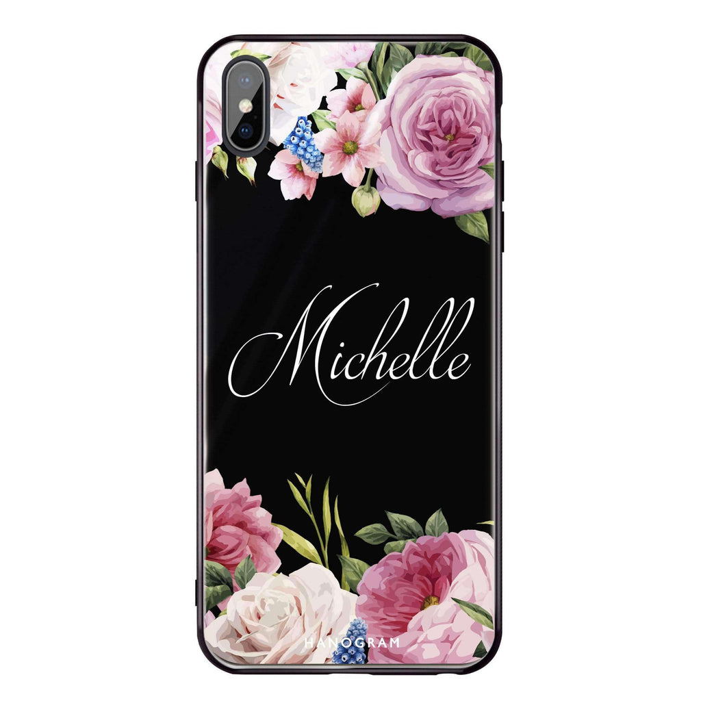 Light Pink Floral iPhone XS Max Glass Case