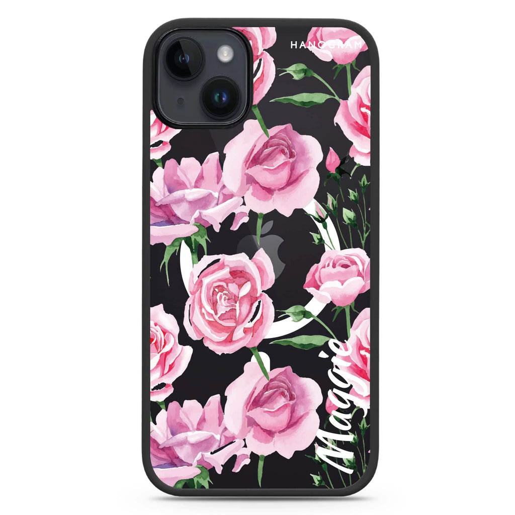 Pink Rose iPhone 14 Plus MagSafe Compatible Impact Guard Bumper Case