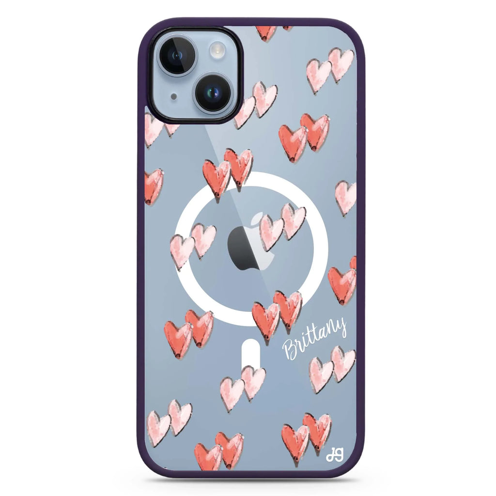 Double Heart iPhone 14 Plus MagSafe Compatible Impact Guard Bumper Case