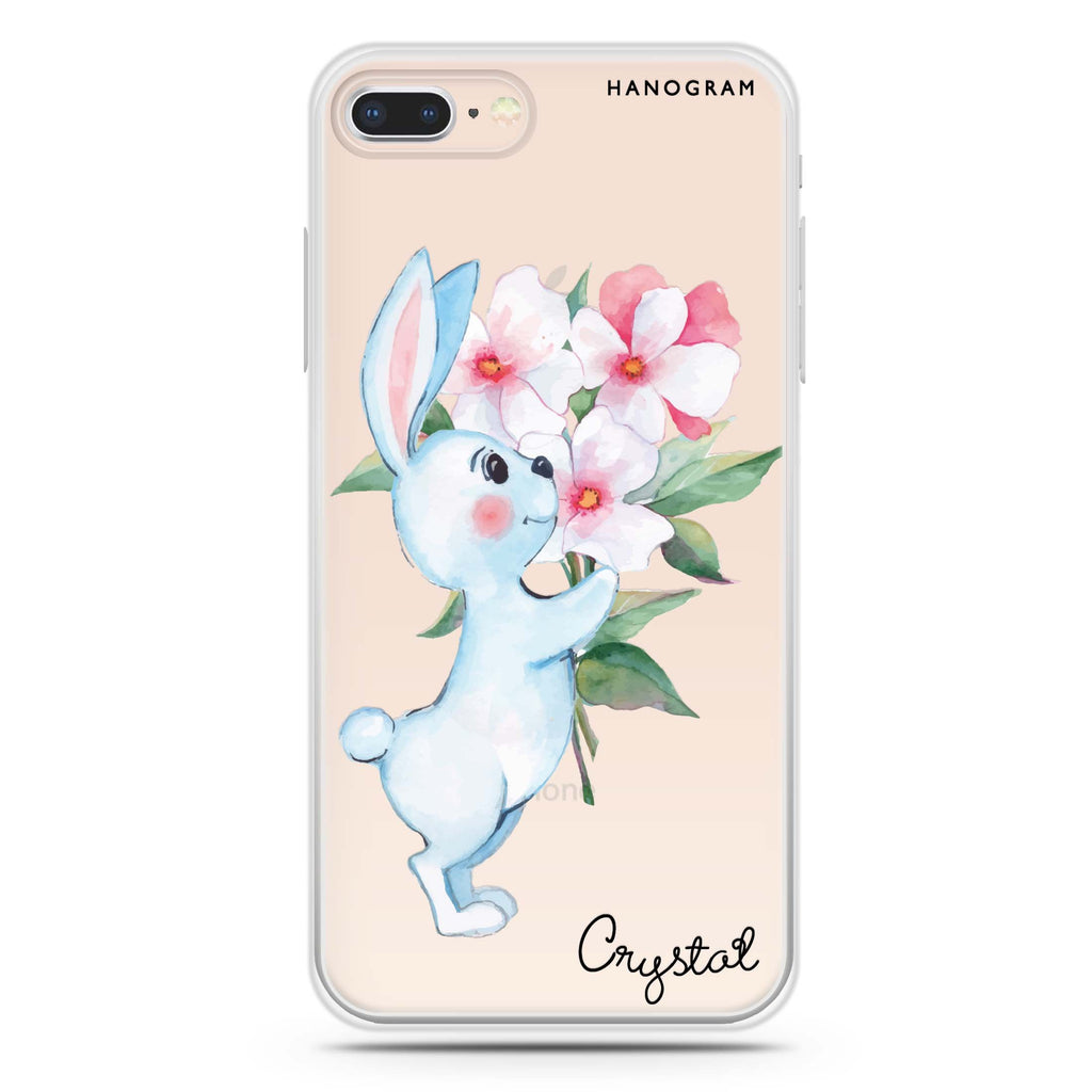Rabbit And Flowers iPhone 7 Plus Ultra Clear Case