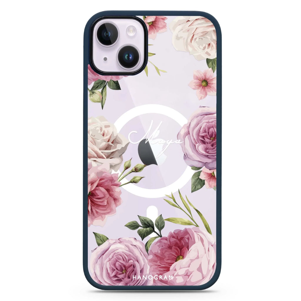 Beautiful Pretty Floral iPhone 14 Plus MagSafe Compatible Impact Guard Bumper Case