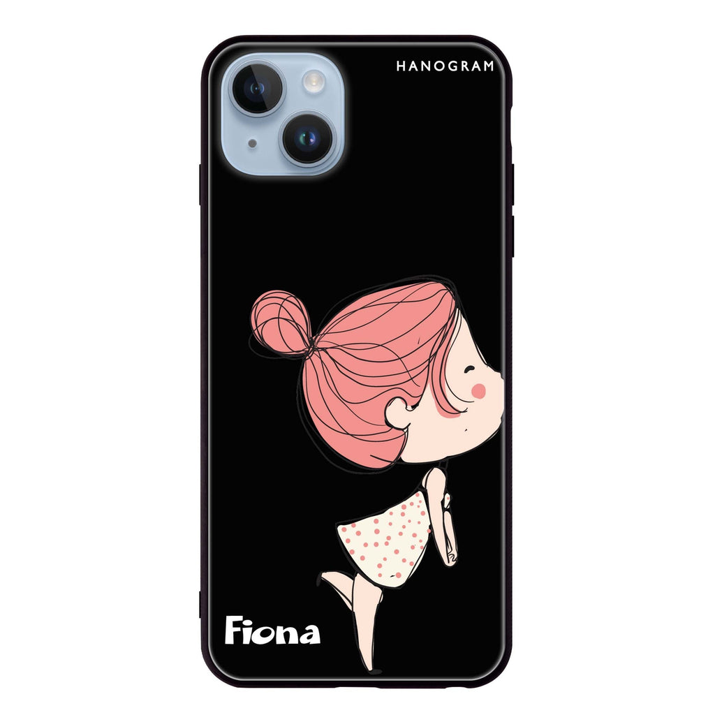 Cute girl kissing iPhone 14 Plus Glass Case