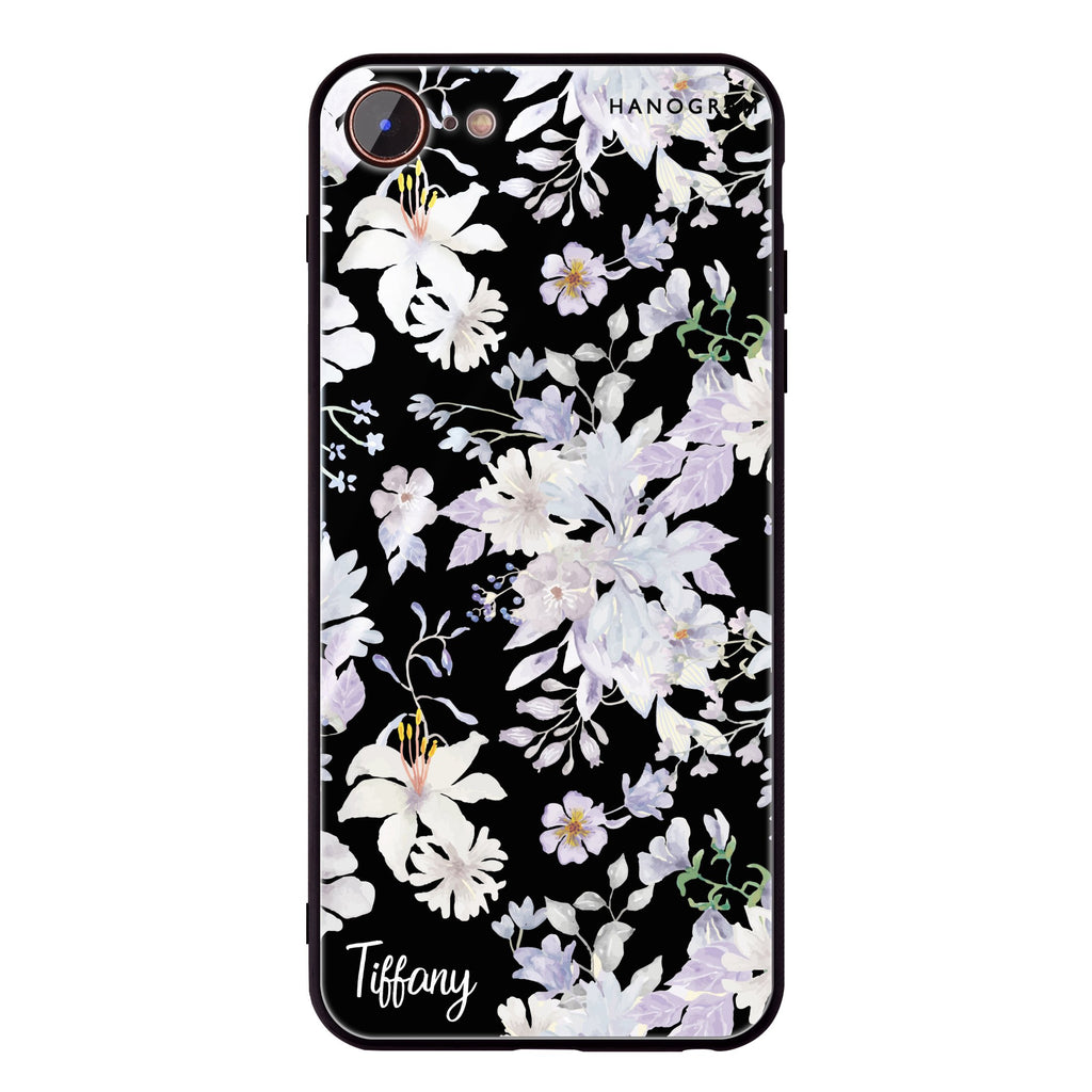 Serene Flowers Pattern iPhone 8 Glass Case