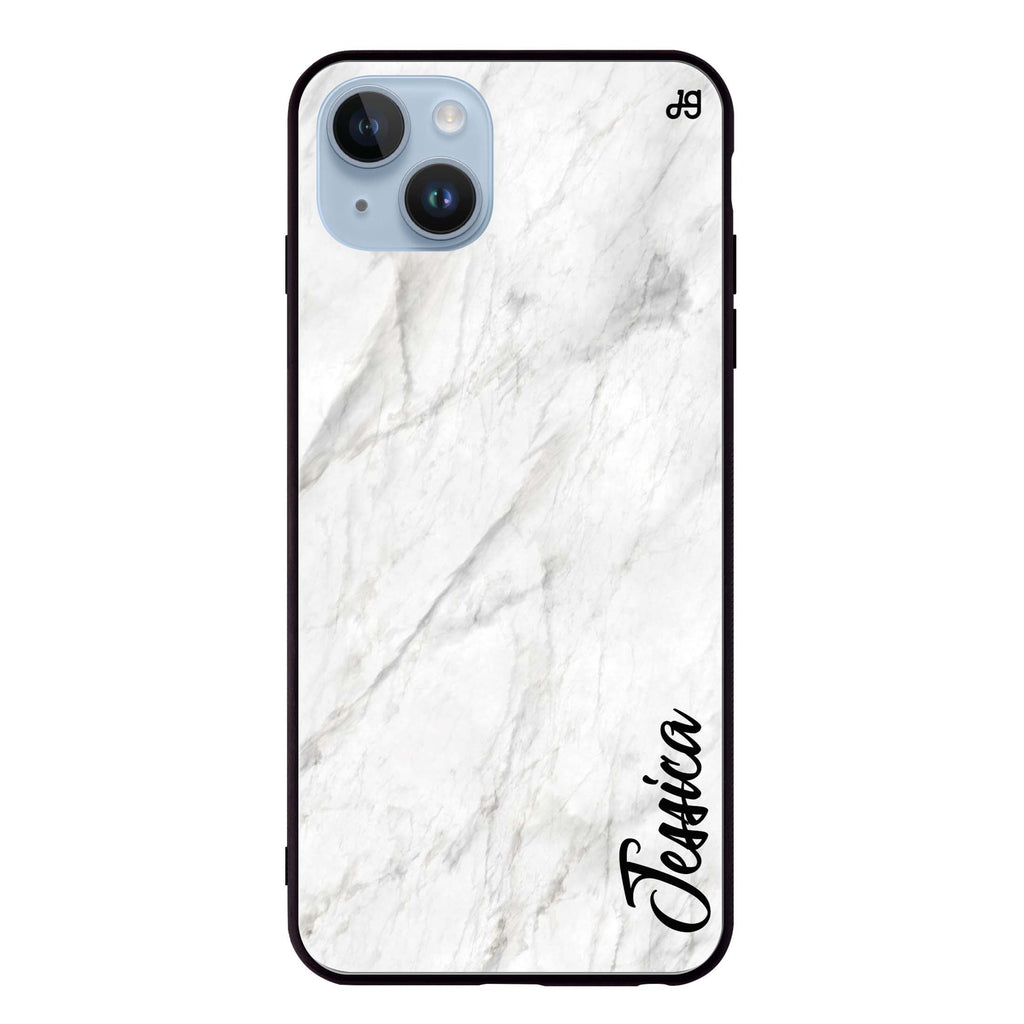 White Marble – Deep Love iPhone 14 Plus Glass Case