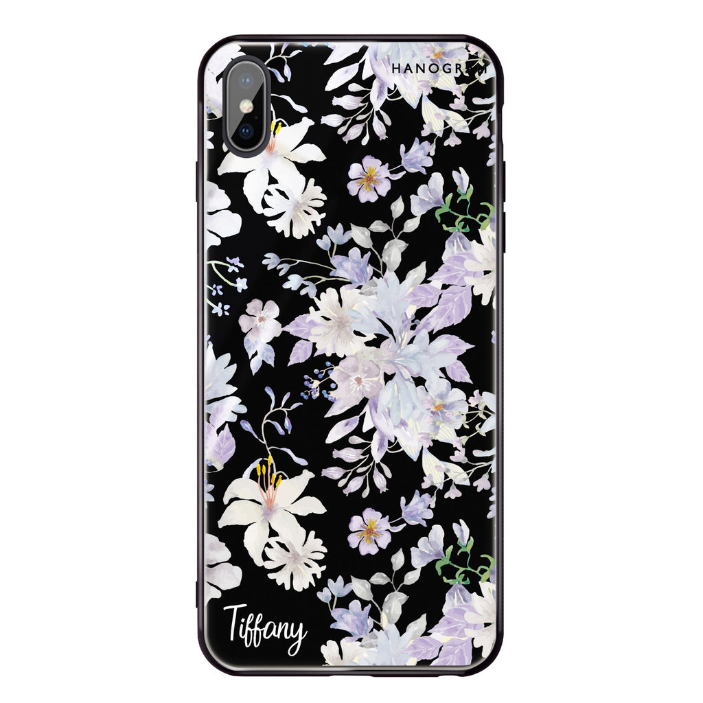 Serene Flowers Pattern iPhone XS Glass Case