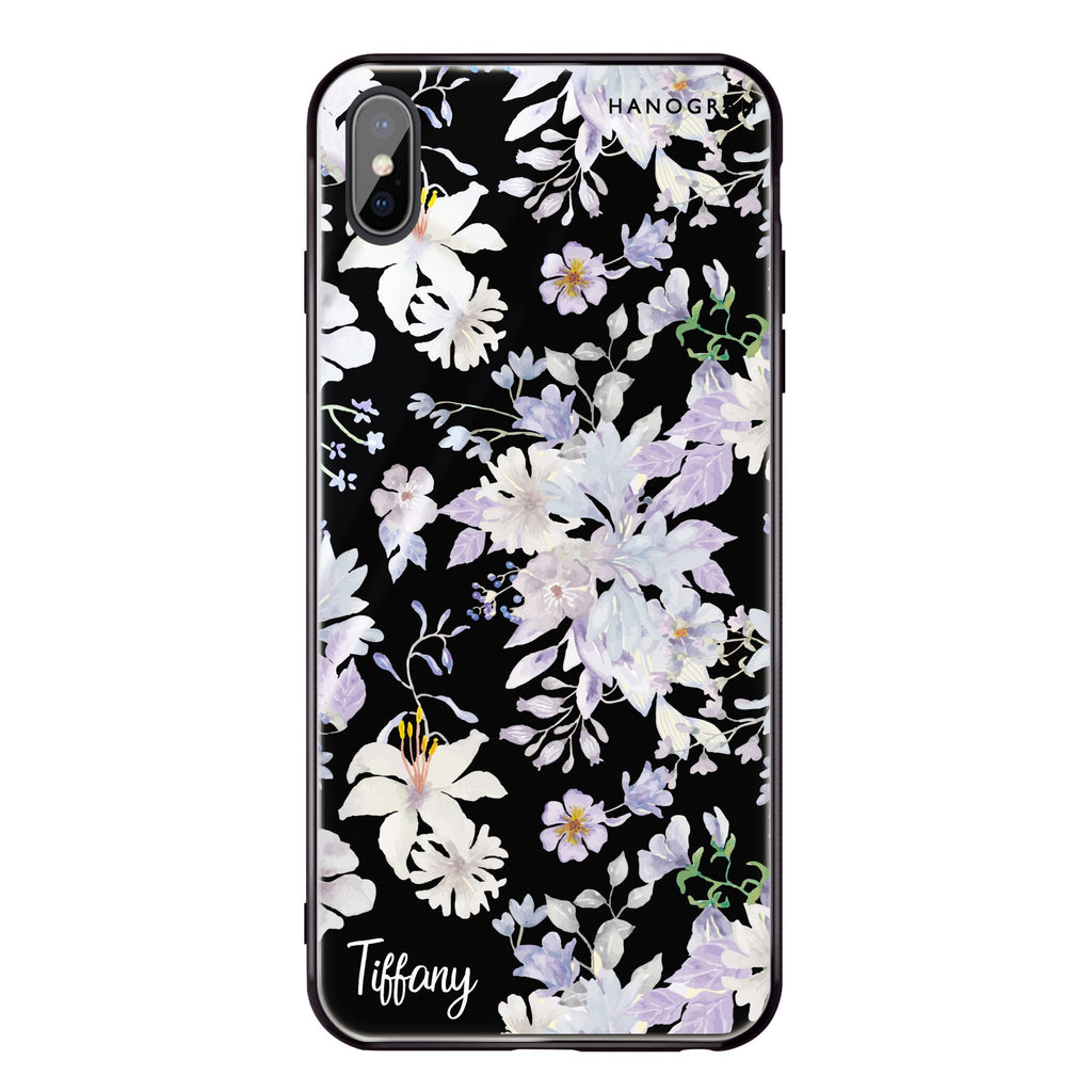 Serene Flowers Pattern iPhone XS Max Glass Case