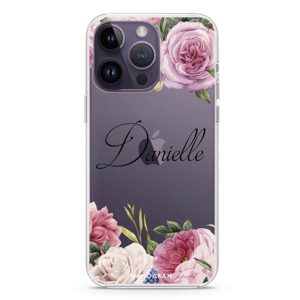 Light Pink Floral iPhone 14 Pro Max Ultra Clear Case