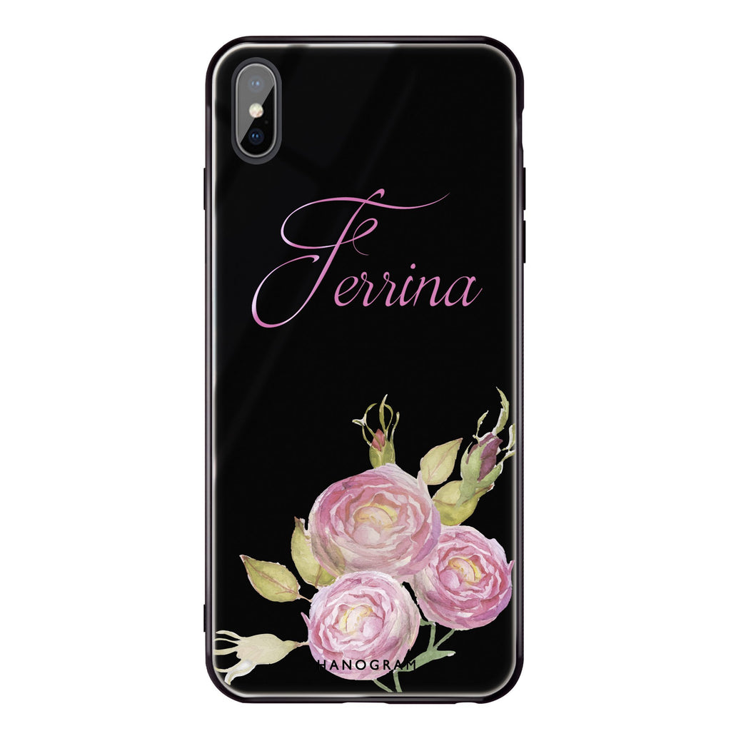 Three Watercolor Flowers iPhone XS Glass Case