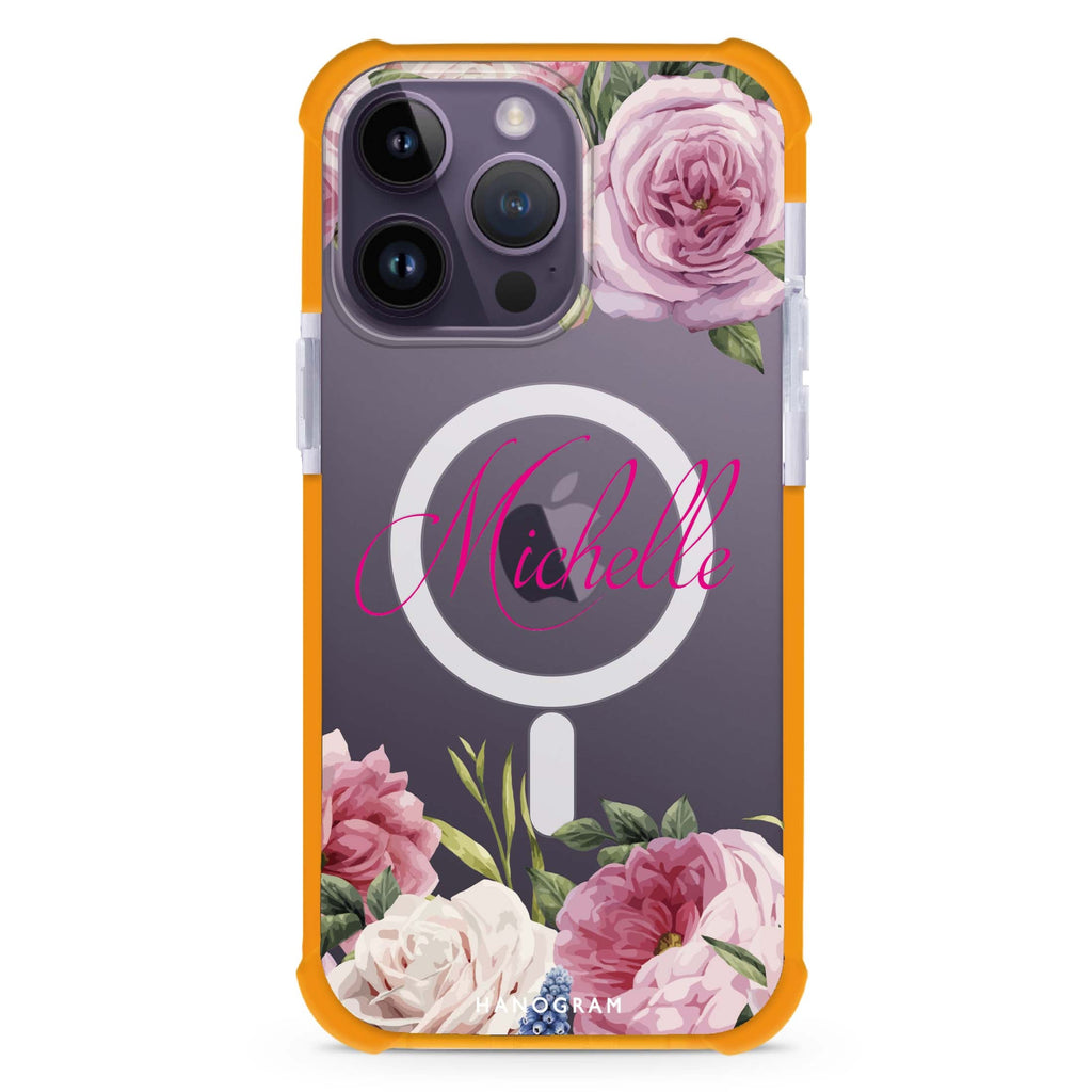 Light Pink Floral MagSafe Compatible Ultra Shockproof Case