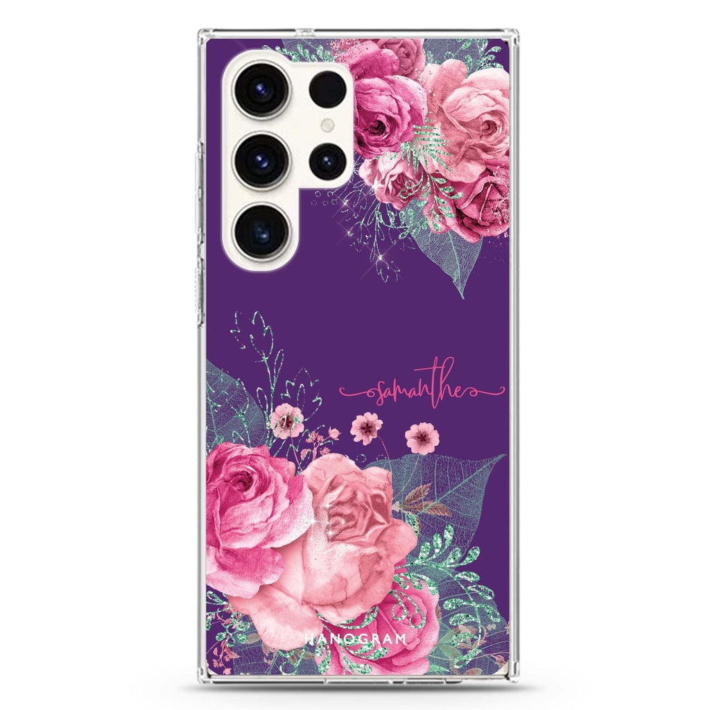 WildRose personalized name Samsung Galaxy S26/S25/S24/S23/S22 Ultra ultra clear case, transparent design, main view