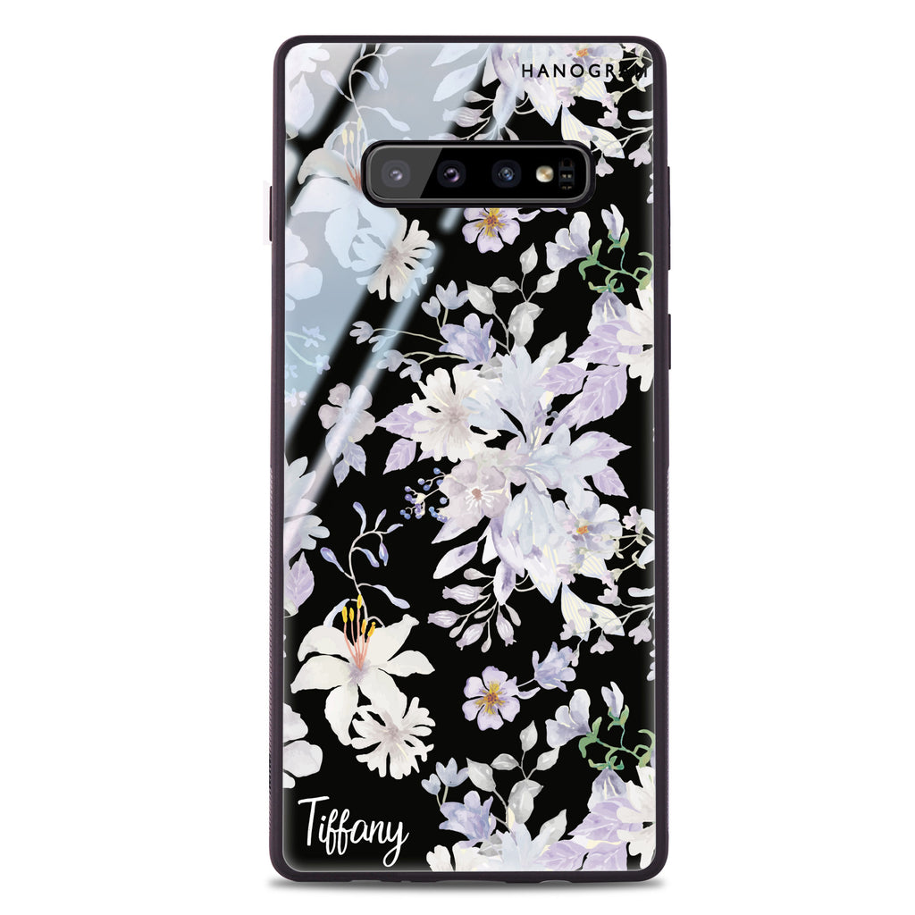 Serene Flowers Pattern Samsung S10 Plus Glass Case