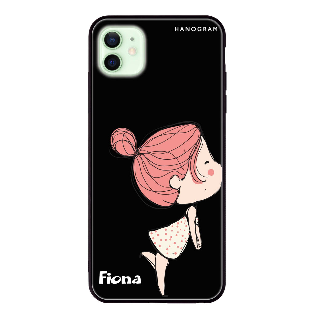 Cute girl kissing iPhone 12 Glass Case