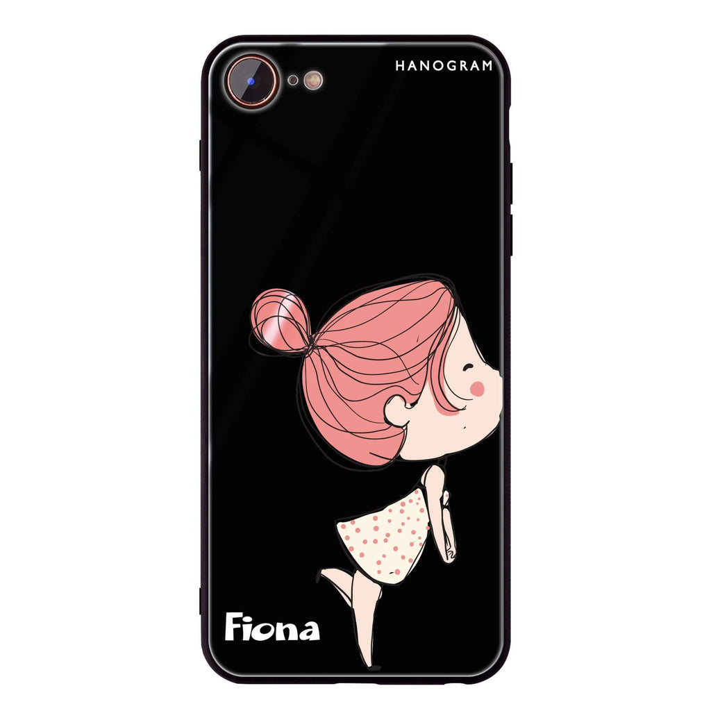 Cute girl kissing iPhone 8 Glass Case