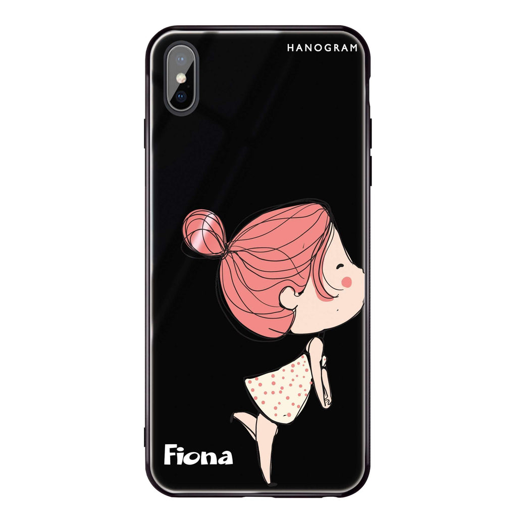 Cute girl kissing iPhone X Glass Case