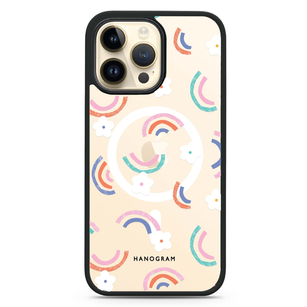 Rainbow Floral MagSafe Compatible Impact Guard Bumper Case
