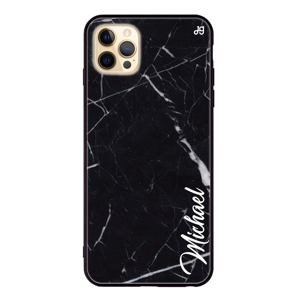 Black Marble – Deep Love iPhone 12 Pro Glass Case