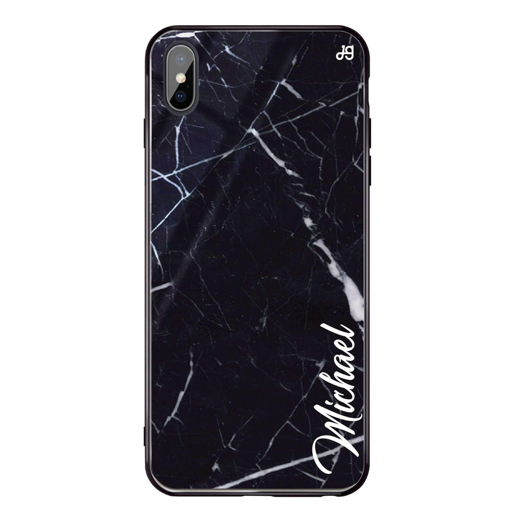 Black Marble – Deep Love iPhone XS Glass Case