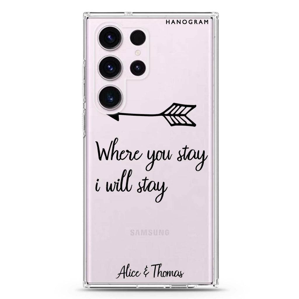 Always Love personalized name Samsung Galaxy S26/S25/S24/S23/S22 Ultra ultra clear case, transparent design, main view