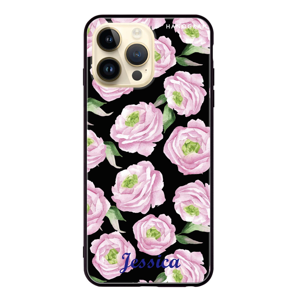 Watercolor pink floral iPhone 13 Pro Max Glass Case