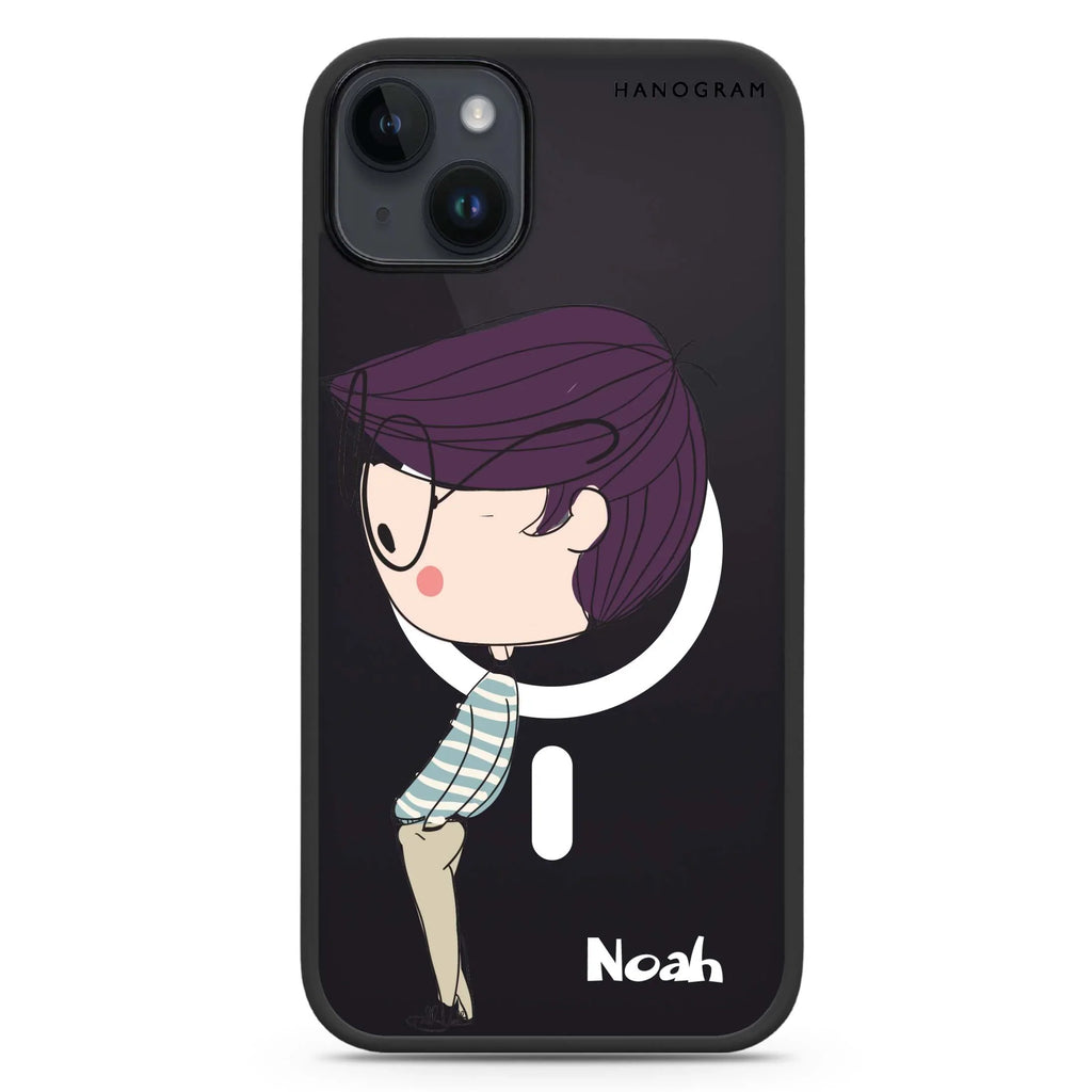 Boy kissing iPhone 14 Plus MagSafe Compatible Impact Guard Bumper Case