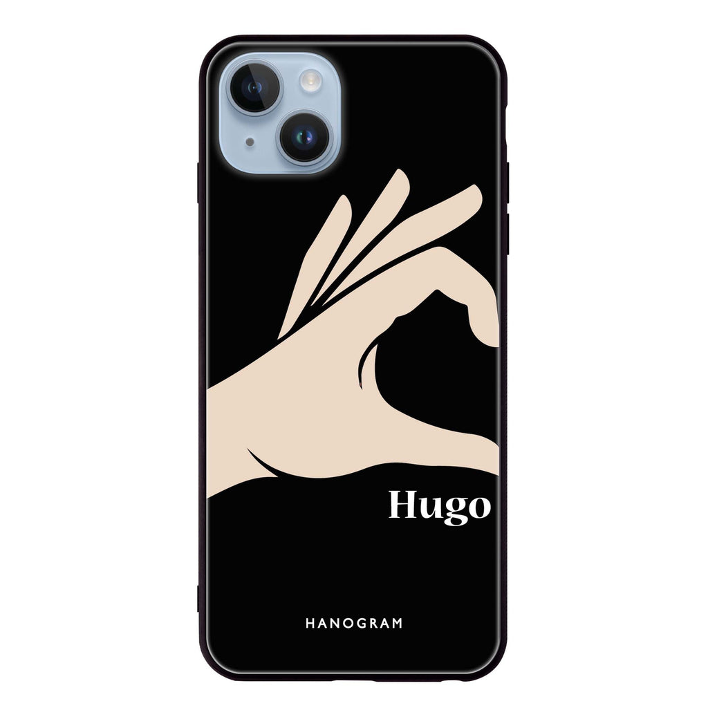 Left Hand heart iPhone 14 Plus Glass Case