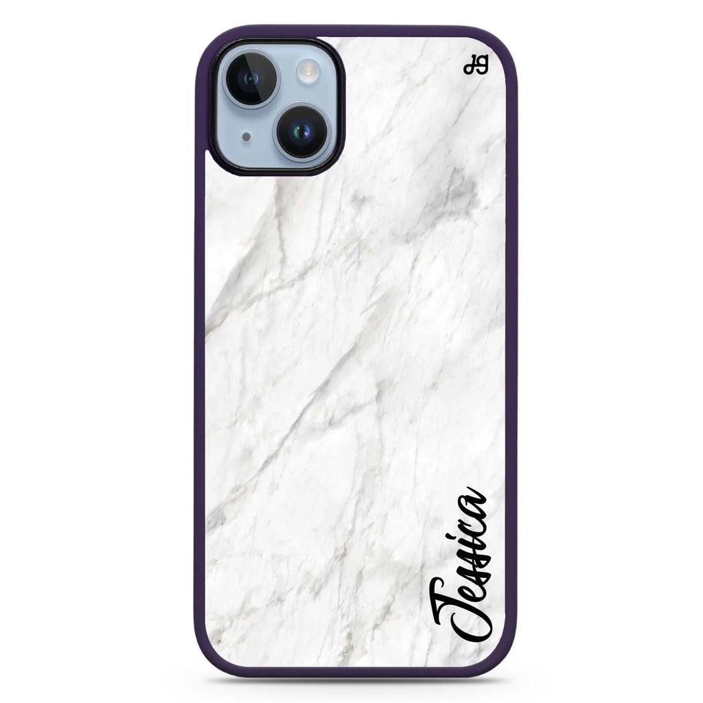 White Marble – Deep Love iPhone 14 Plus MagSafe Compatible Impact Guard Bumper Case