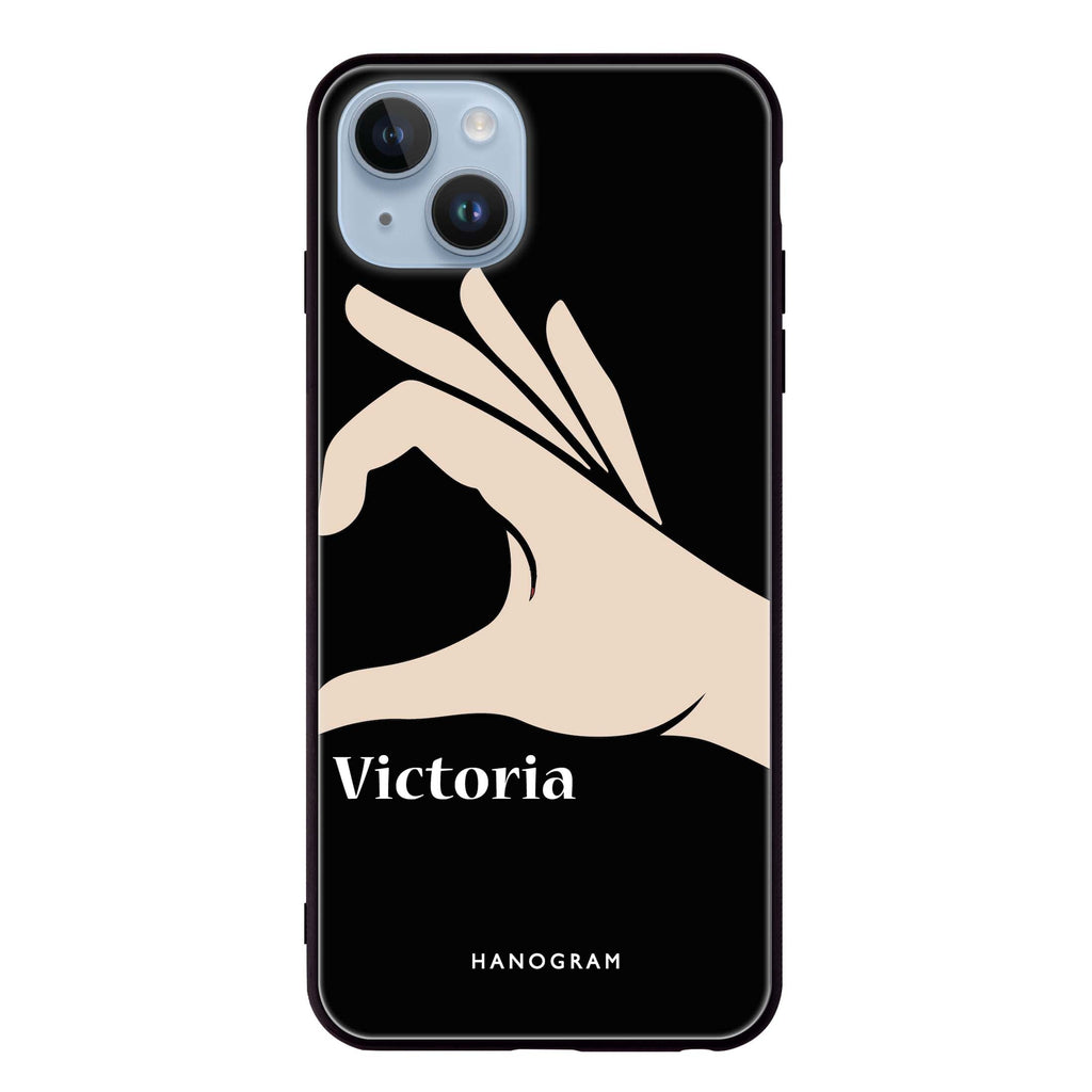 Right Hand heart iPhone 14 Plus Glass Case