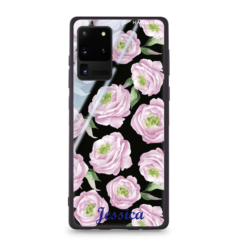 Watercolor pink floral Samsung Glass Case