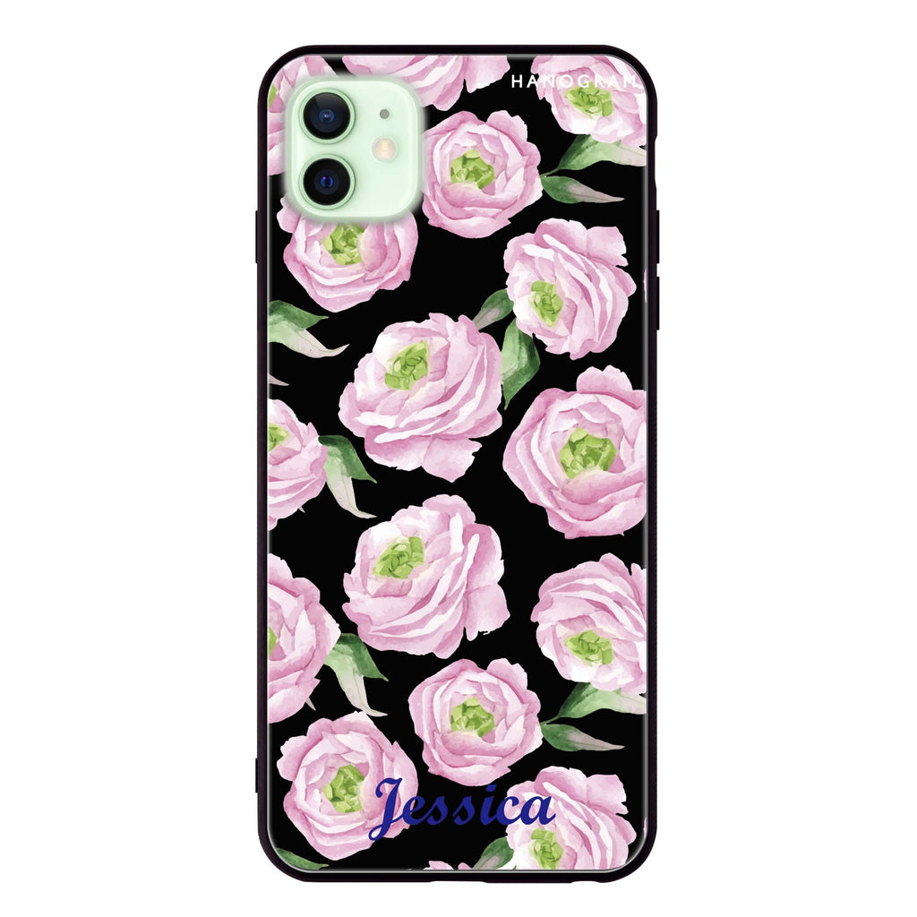 Watercolor pink floral iPhone 12 Glass Case