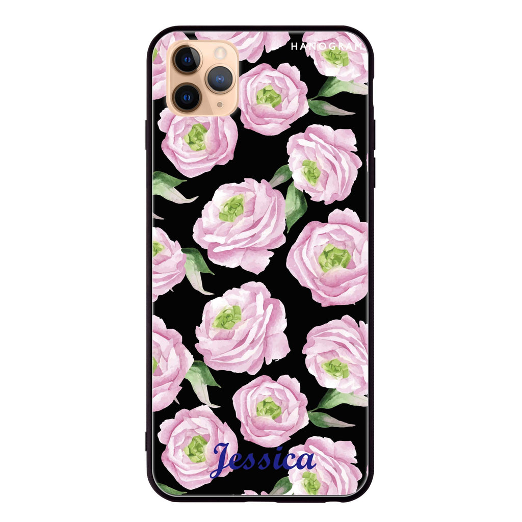 Watercolor pink floral iPhone 11 Pro Max Glass Case