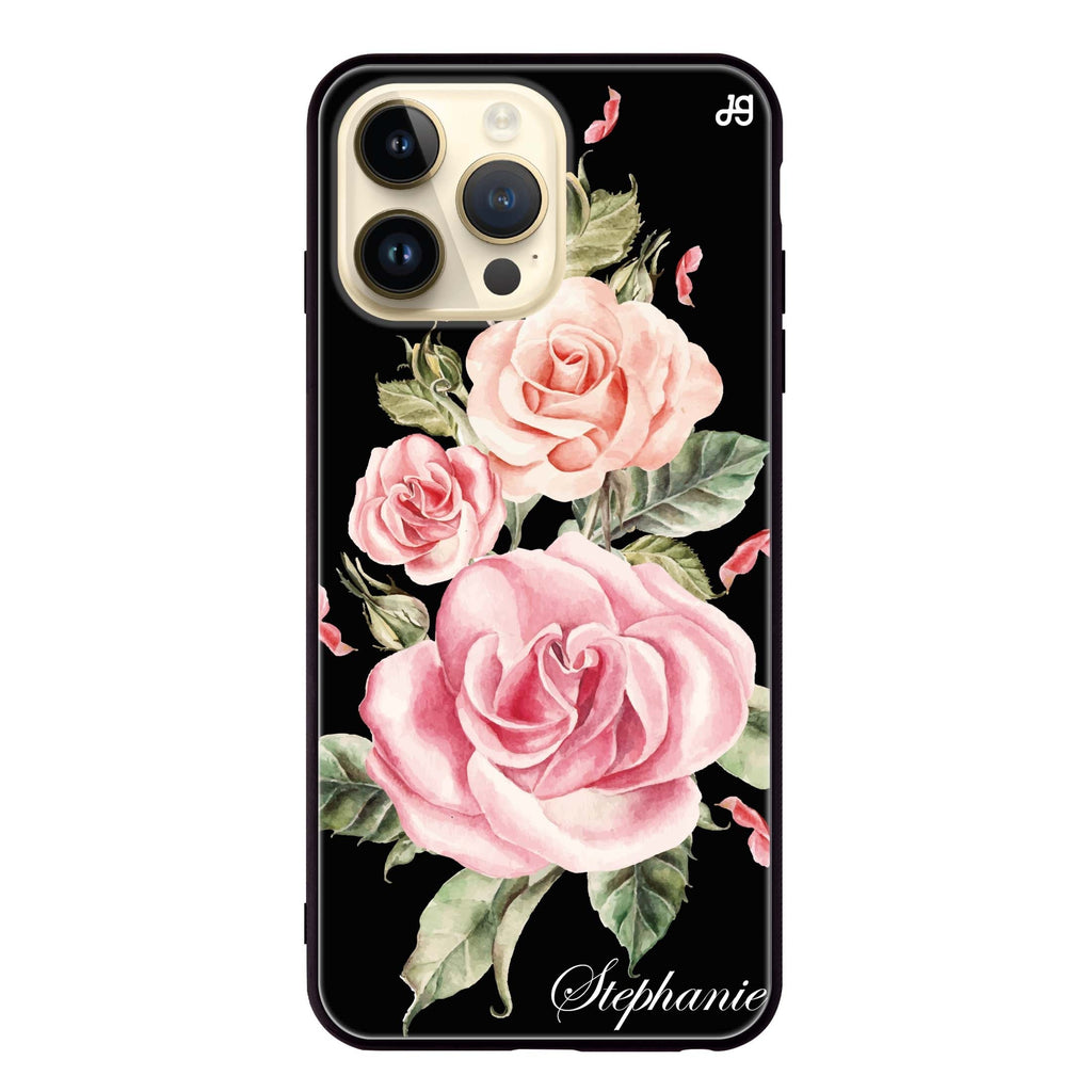Pink Watercolor Floral Glass Case