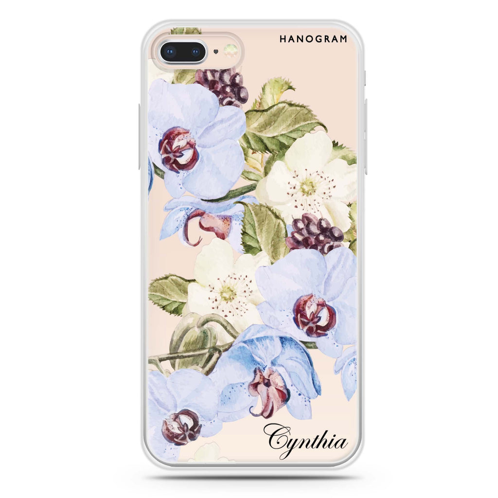 Light Blue Floral iPhone 8 Ultra Clear Case
