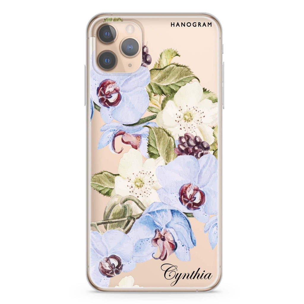 Light Blue Floral iPhone 11 Pro Max Ultra Clear Case