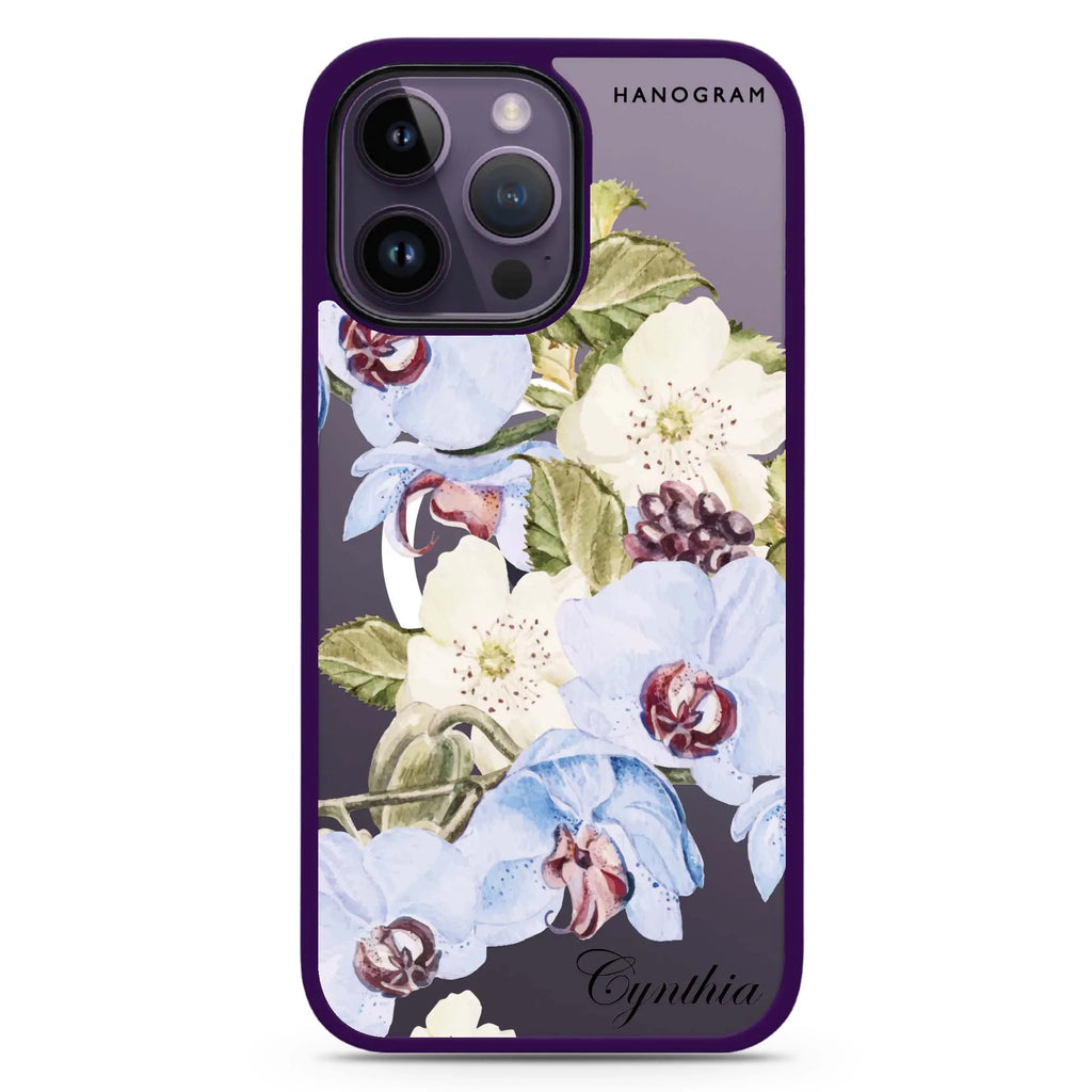 Light Blue Floral MagSafe Compatible Impact Guard Bumper Case