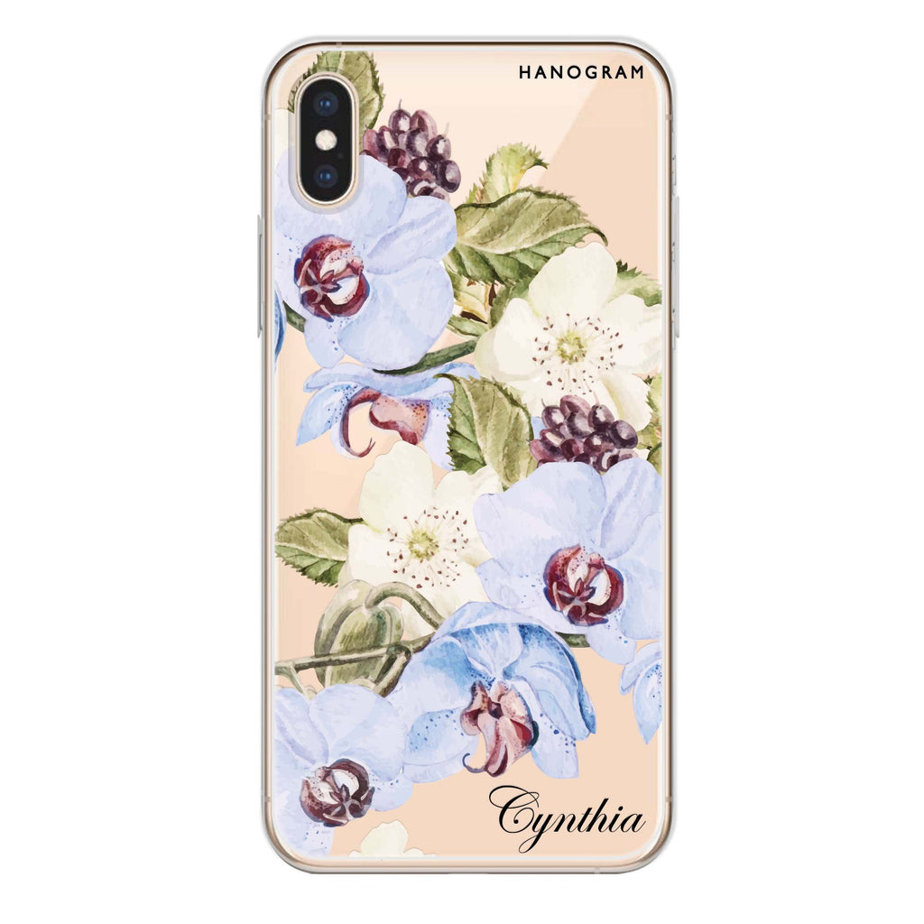 Light Blue Floral iPhone XS Ultra Clear Case