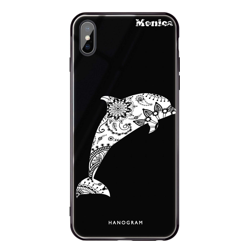 Mandala dolphin iPhone XS Glass Case