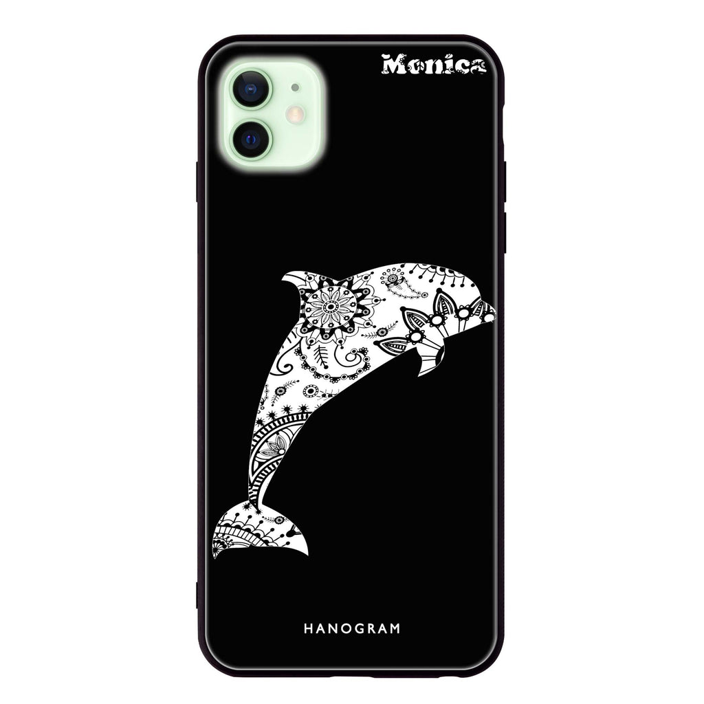 Mandala dolphin iPhone 12 Glass Case