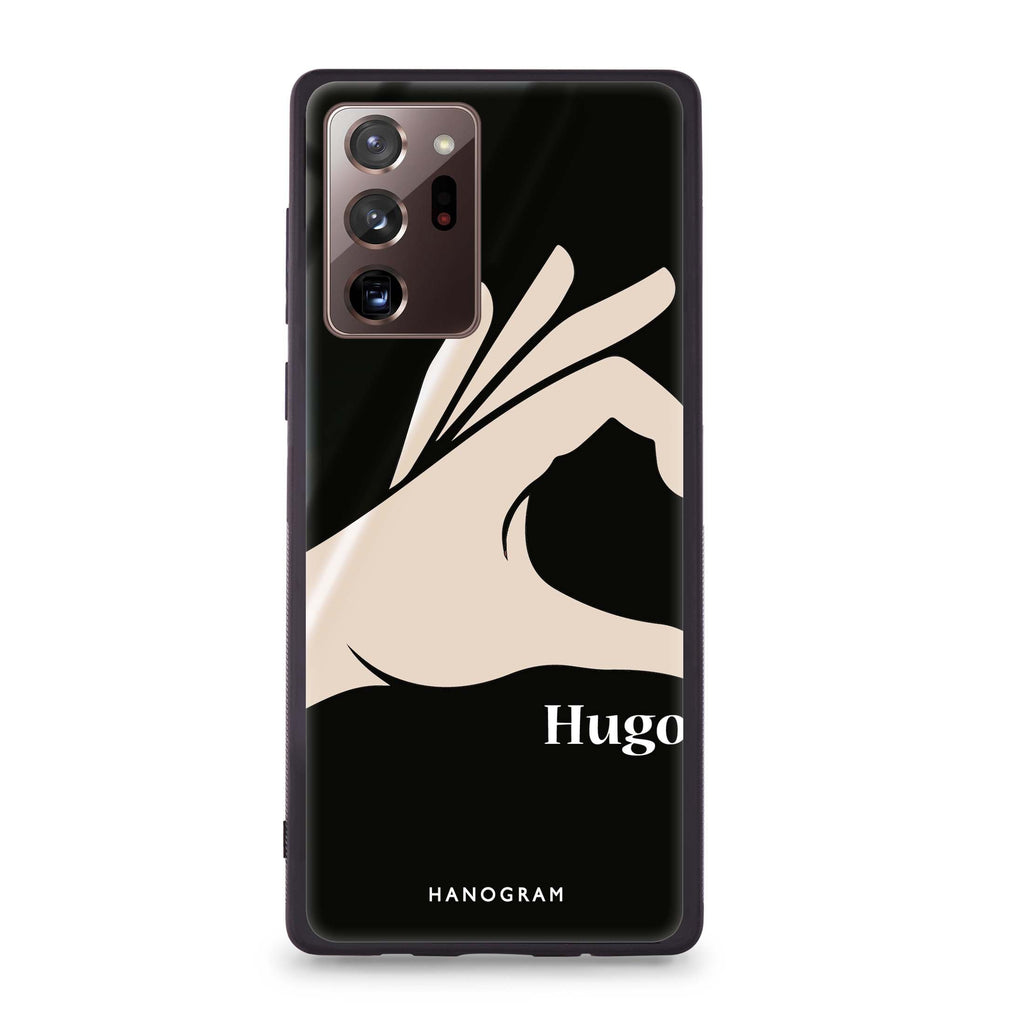 Left Hand heart Samsung Note 20 Ultra Glass Case