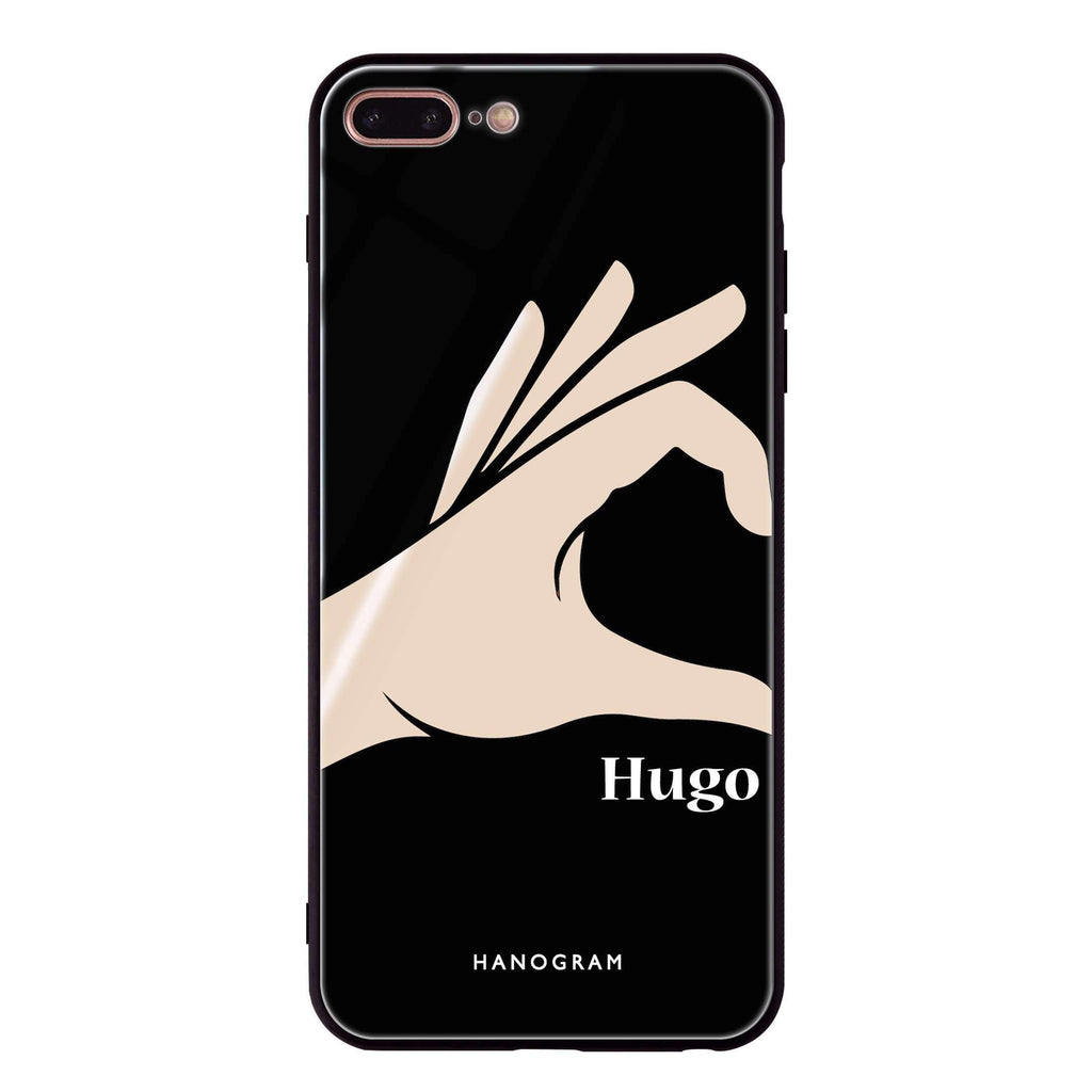 Left Hand heart iPhone 8 Plus Glass Case