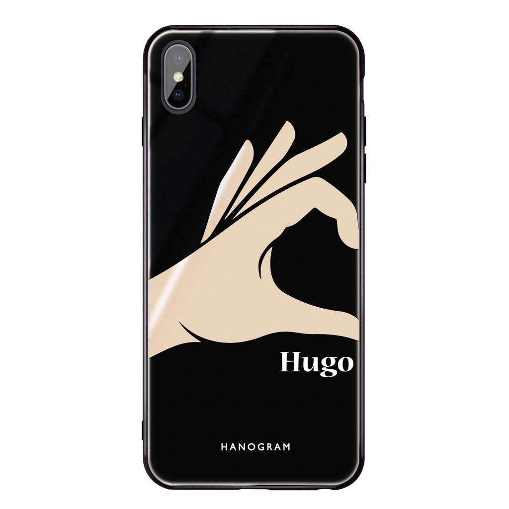 Left Hand heart iPhone XS Max Glass Case
