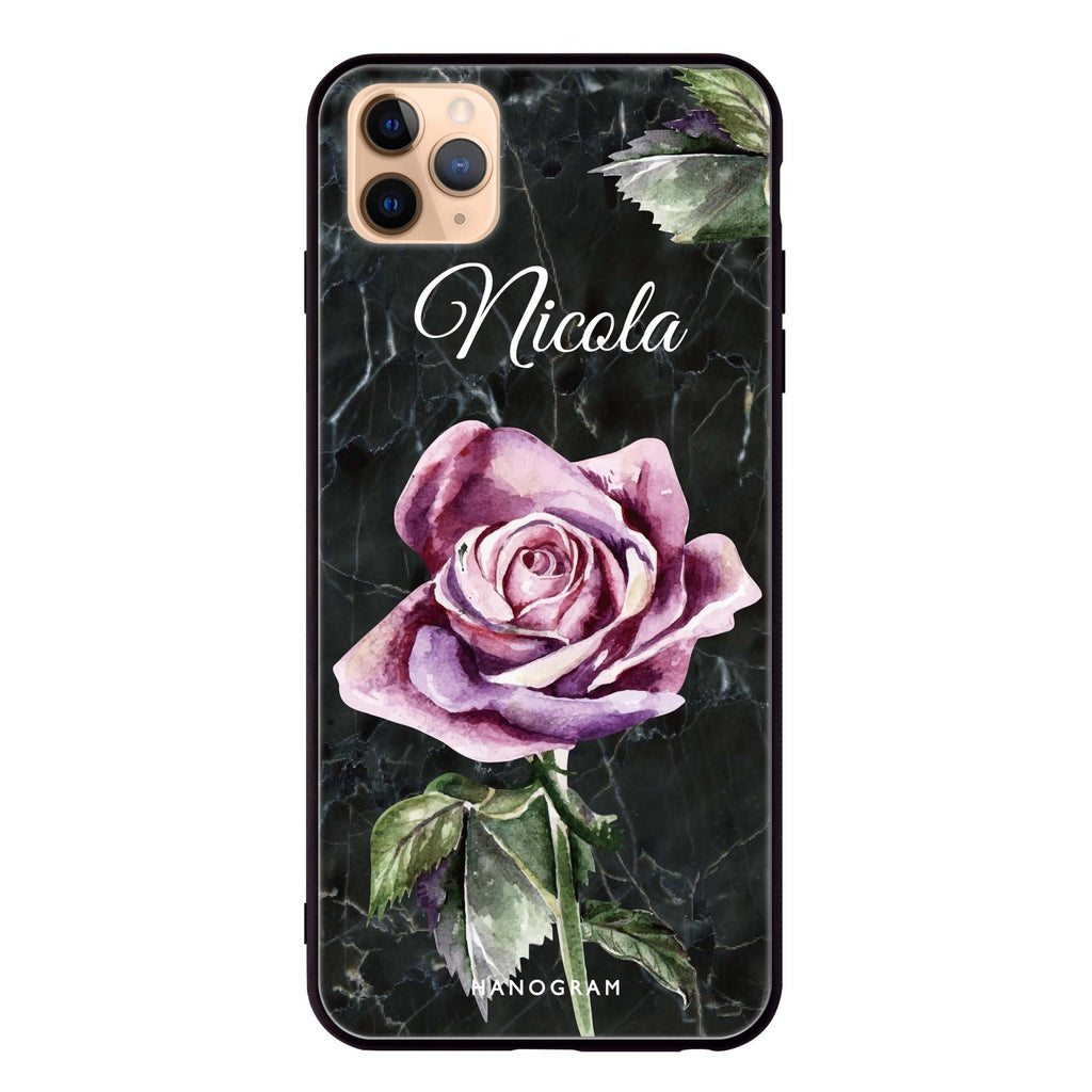 Black Marble Rose iPhone 11 Pro Max Glass Case