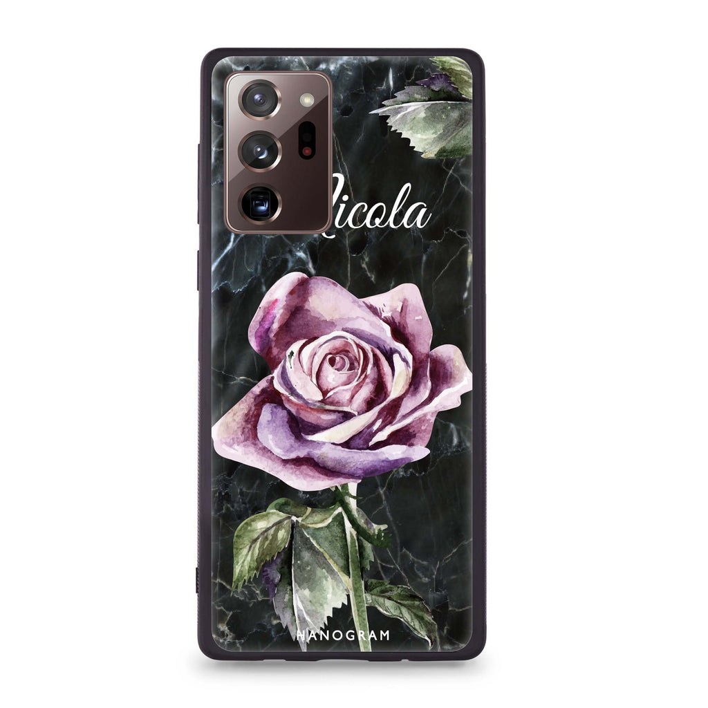 Black Marble Rose Samsung Note 20 Ultra Glass Case