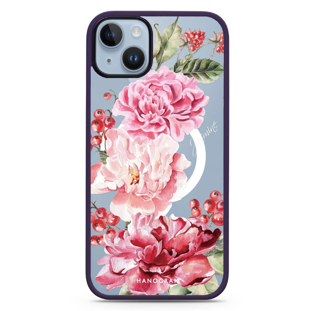 Pretty Watercolor Flowers iPhone 14 Plus MagSafe Compatible Impact Guard Bumper Case