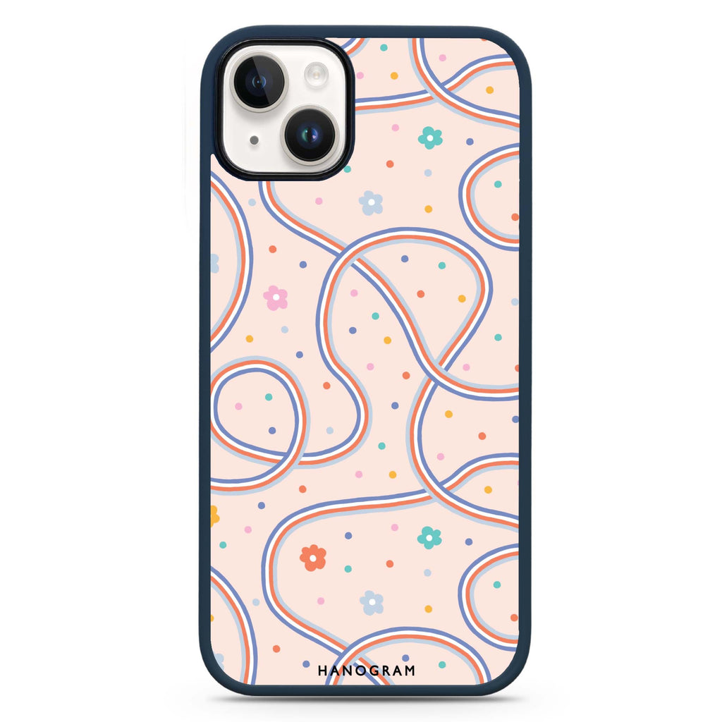 Floral & Line iPhone 14 Plus MagSafe Compatible Impact Guard Bumper Case