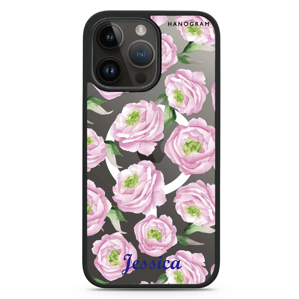 Watercolor pink floral MagSafe Compatible Impact Guard Bumper Case